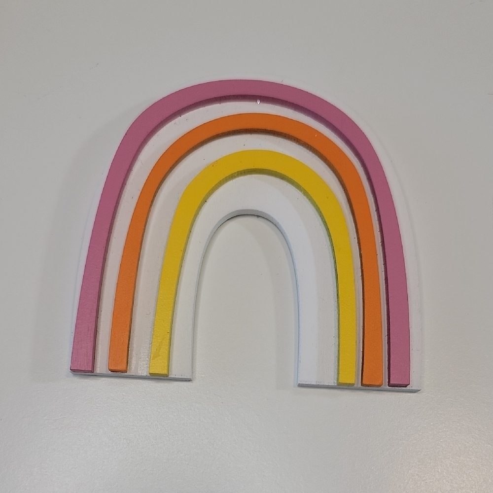 Colorful Rainbow Wall Accent Pink Orange Yellow White
